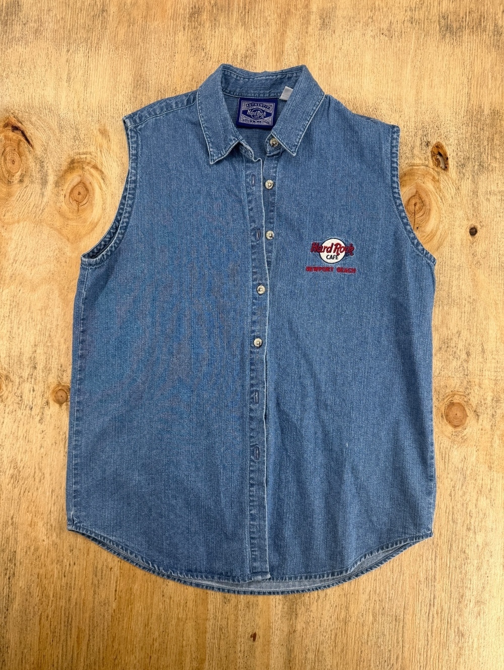 Hard Rock Cafe Newport Beach Sleeveless Denim Shirt XL